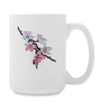 Cherry Blossoms Glitch Art Branch - Large Mug 440 ml - white - Right