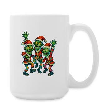 Funny Christmas Zombies in Santa Hat - Large Mug 440 ml - white - Right