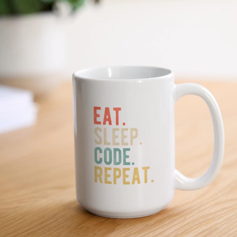 Eat Sleep Code Repeat Programmierer Nerd Retro Große Tasse 440 ml