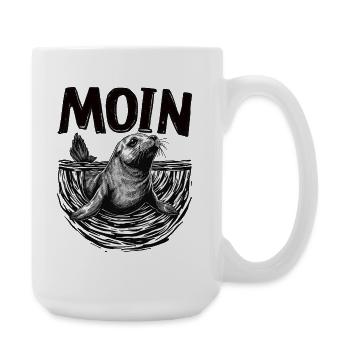 Seehund Robbe Ostsee Nordsee Moin - Große Tasse 440 ml - Weiß - Rechts