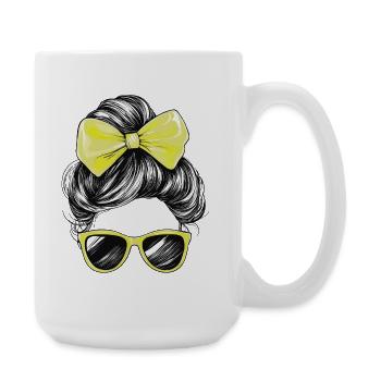 Woman Sunglasses Hair Bow Girl Yellow - Large Mug 440 ml - white - Right