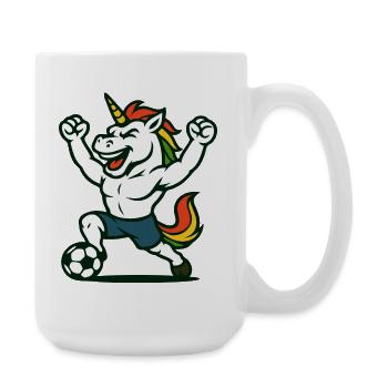 Unicorn Soccer Mascot Celebrating a Goal - Large Mug 440 ml - white - Right