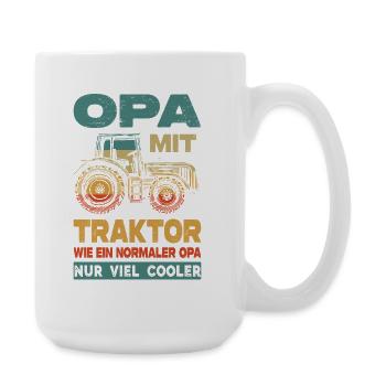 Grand-père avec un tracteur comme un grand-père normal, c’est juste très cool - Grande tasse 440 ml - blanc - Droite