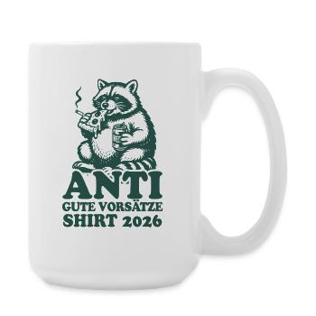 Waschbär | Anti gute Vorsätze 2026 - Große Tasse 440 ml - Weiß - Rechts