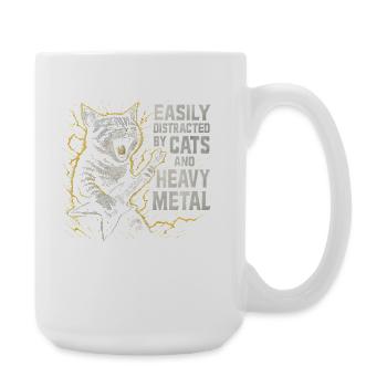 Katze Musik Heavy Metal Katzen Geschenkidee Lustig - Große Tasse 440 ml - Weiß - Rechts