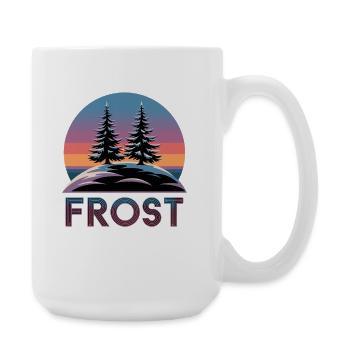 Frost Winterwald Retro Sonnenuntergang mit Tannen - Große Tasse 440 ml - Weiß - Rechts