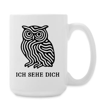 Eule „Ich sehe dich“ – Mystisches Design - Große Tasse 440 ml - Weiß - Rechts