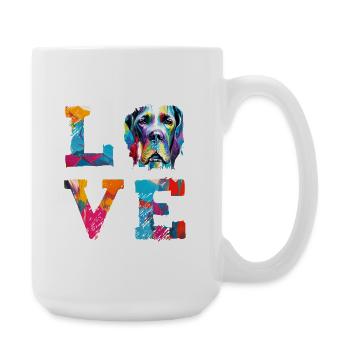 Great Dane Love Colorful Abstract Paint Splatter - Large Mug 440 ml - white - Right