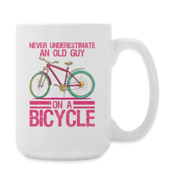 Never Underestimate An Old Guy On A Bicycle - Large Mug 440 ml - white - Right