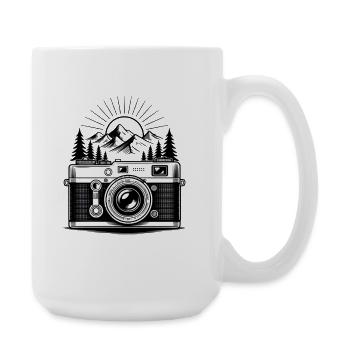 Wandern Wanderer Berge Fotograf Kamera - Große Tasse 440 ml - Weiß - Rechts