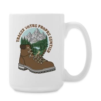 Trekking boot mountains t-shirt outdoor hiking - Large Mug 440 ml - white - Right