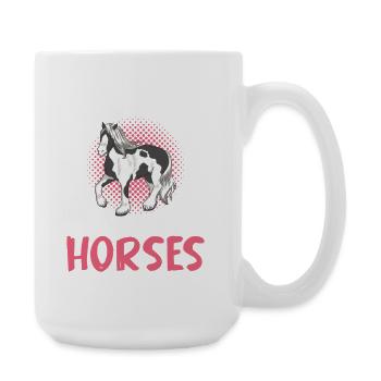 Mädchen liebt Pferde Motiv - Große Tasse 440 ml - Weiß - Rechts