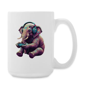 Elefant Spiele Tier Videospiele Lustiger Elefant - Große Tasse 440 ml - Weiß - Rechts