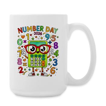 Mascotte Calculatrice du Jour des Numéros 2026 - Grande tasse 440 ml - blanc - Droite