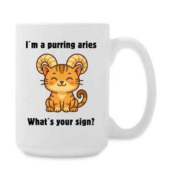 Cute Aries Cat – Strong Zodiac Sign Design - Large Mug 440 ml - white - Right