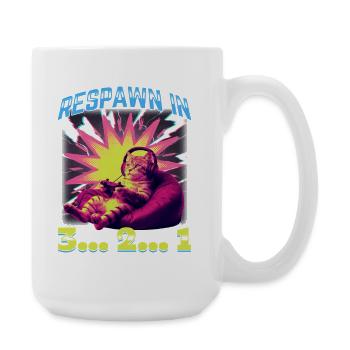 Funny Gaming Gamer Cat - Große Tasse 440 ml - Weiß - Rechts