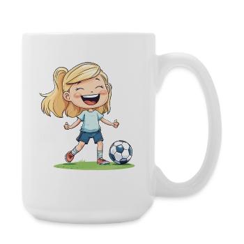Dessin animé joyeux de l’héroïne du football - Grande tasse 440 ml - blanc - Droite