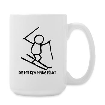 The one who uses the snowplow, skiing, beginner skier - Large Mug 440 ml - white - Right