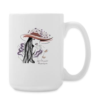 Elegant Lady with Hat Black-Violet Statement - Large Mug 440 ml - white - Right