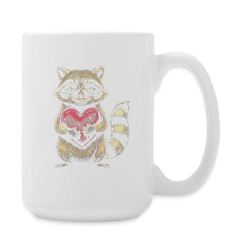 Raccoon Heart Hug - Large Mug 440 ml - white - Right