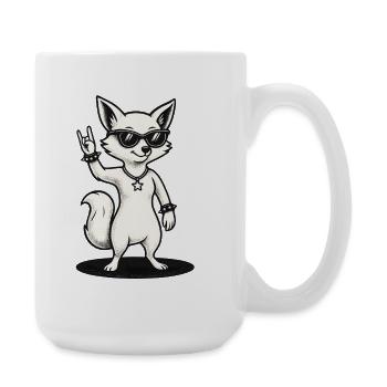 Rockiger Fuchs Mit Sonnenbrille Handzeichen - Große Tasse 440 ml - Weiß - Rechts