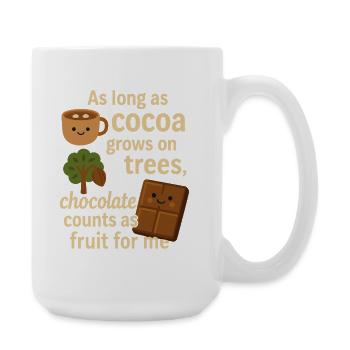 Chocolate counts as fruit – funny cocoa saying - Large Mug 440 ml - white - Right