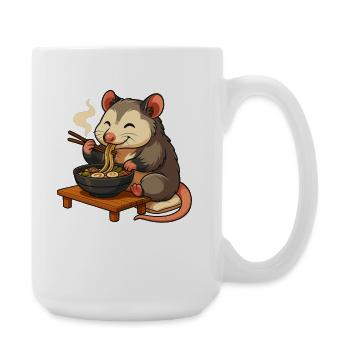 Opossum with noodles ramen kawaii opossum - Large Mug 440 ml - white - Right