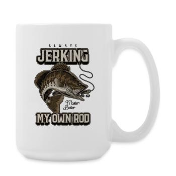 Always Jerking My Rod Funny Fishing - Large Mug 440 ml - white - Right