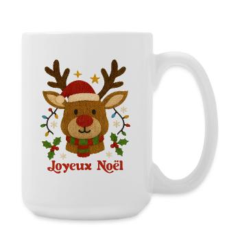 Reindeer Knitted Merry Christmas - Large Mug 440 ml - white - Right