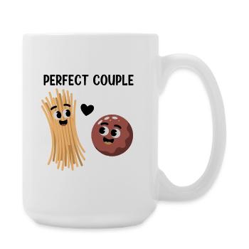 Happy Spaghetti and Meatball Friends Illustration - Große Tasse 440 ml - Weiß - Rechts