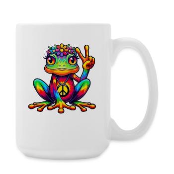 Hippie Frog 70s 1970s 60s Party - Large Mug 440 ml - white - Right