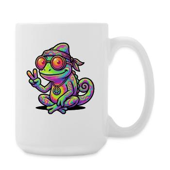 Hippie Chameleon 70s 1970s 60s Party - Large Mug 440 ml - white - Right