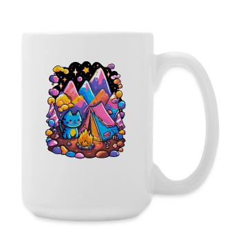 Magie du camping des chats des montagnes lumineuses - Grande tasse 440 ml - blanc - Droite