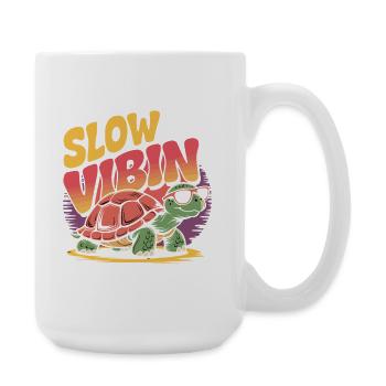 Langsam, aber ich habe eine lustige Schildkröte. - Große Tasse 440 ml - Weiß - Rechts