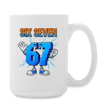 67 Gen Alpha Six Seven Italian 6 7 Brainrot - Large Mug 440 ml - white - Right