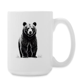 Schwarz-Weiß Bärenillustration - Große Tasse 440 ml - Weiß - Rechts