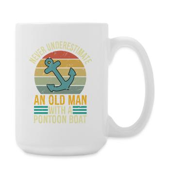 Never Underestimate An Old Man With Pontoon Boat - Large Mug 440 ml - white - Right