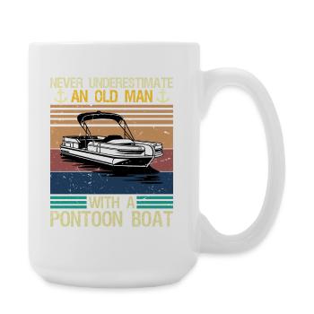 Never Underestimate An Old Man With Pontoon Boat - Large Mug 440 ml - white - Right