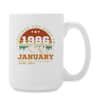 Janvier 1986 Vintage Rétro Cadeau D'anniversaire - Grande tasse 440 ml - blanc - Droite