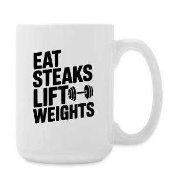 Eat Steaks Lift Weights - Large Mug 440 ml - white - Right