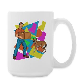 Livraison amusante avec chien – Neon Geometry - Grande tasse 440 ml - blanc - Droite