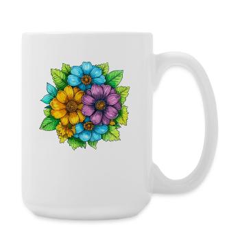 Vibrant Color Flowers Bouquet - Large Mug 440 ml - white - Right