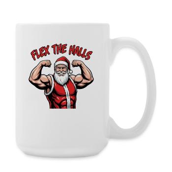 Flex The Halls Santa Gym Entraînement drôle de Noël - Grande tasse 440 ml - blanc - Droite