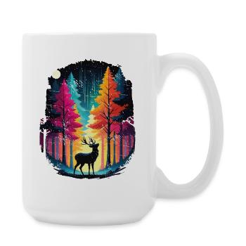 Forêt arc‑en‑ciel et cerf lumineux - Grande tasse 440 ml - blanc - Droite