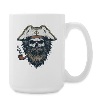 Kapitän Totenkopf Seemann Nautik Meer See Boot - Große Tasse 440 ml - Weiß - Rechts