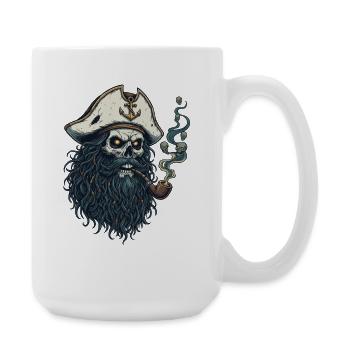 Kapitän Totenkopf Seemann Nautik Meer See Boot - Große Tasse 440 ml - Weiß - Rechts