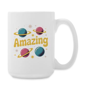 Amazing Planets Retro-Weltraumdesign - Große Tasse 440 ml - Weiß - Rechts
