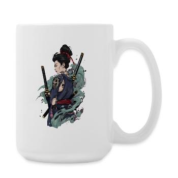Samurai Warrior with Katana & Oni Tattoo Design - Large Mug 440 ml - white - Right