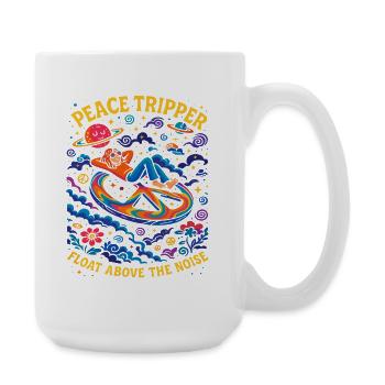 psychedelisches peace shirt, cosmic chill - Große Tasse 440 ml - Weiß - Rechts