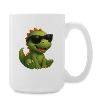 Dinosaur with sunglasses - Large Mug 440 ml - white - Right